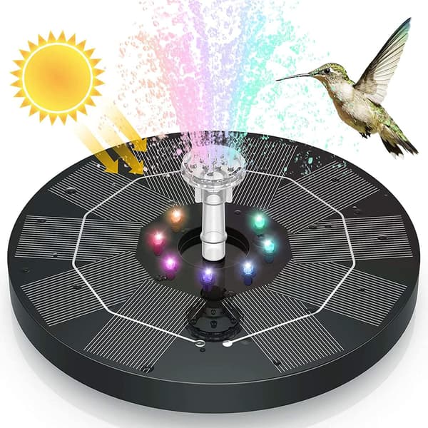 RGB-lys Flydende Solvandpumpe med 6 Dyser til Havefontænedekoration 3,5W