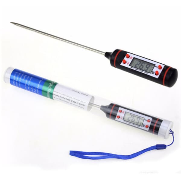 Køkkentermometer grill bagetemperatur måling elektronisk madnål termometer display BBQ termometer, sort