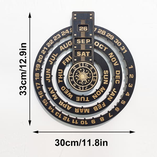 Lasergravert evighetskalender i tre veggkunst, astrologi meditasjon hjemmeinnredning