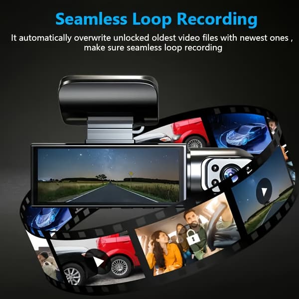 Dashcam for biler Bilkamera med IR-nattsyn Loop-opptak med 3,16 tommers IPS-skjerm