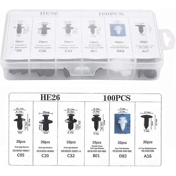 100 Pieces Rivet Clips Plastic Universal Plastic Fender Clips Car Bumper Fasteners Rivet Clips Replacement Kit Expansion Screw With Fa