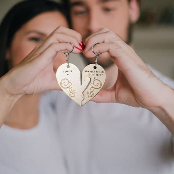 Valentinsdag nøglering til par Kærlighed Hjerte nøgleringe