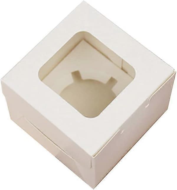 Muffin Boxes, 20-pack Bakery Muffin Containers, Cake Containers for Muffins, with Observation Window and Removable Inner Support, (1 Hole)