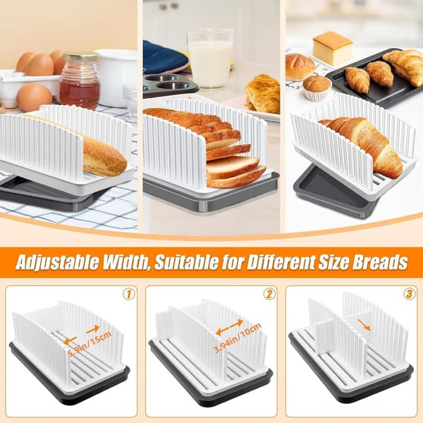 Bread Slicer Adjustable Foldable Toast Slicer Handheld Bread Cutter with Crumb Tray for Homemade Bread Kitchen Baking Tool
