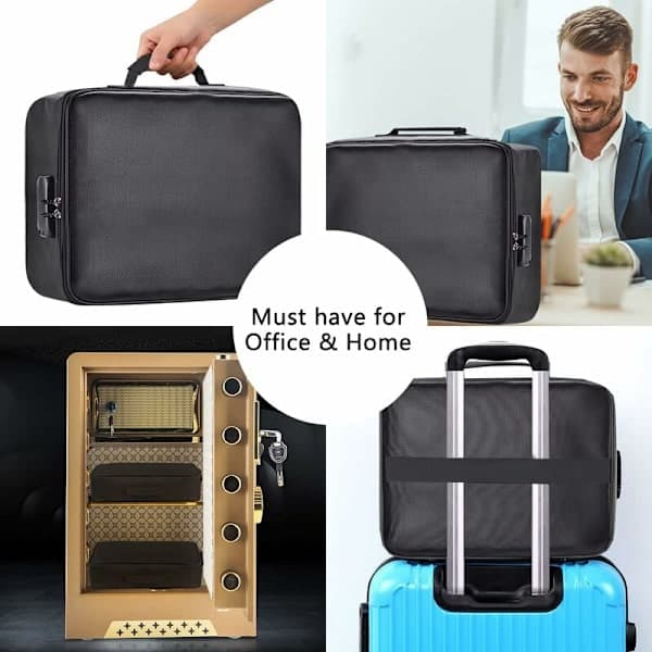 Fireproof Document Bag with Lock - Waterproof Storage Bag for Home, Office, Travel-XF10-