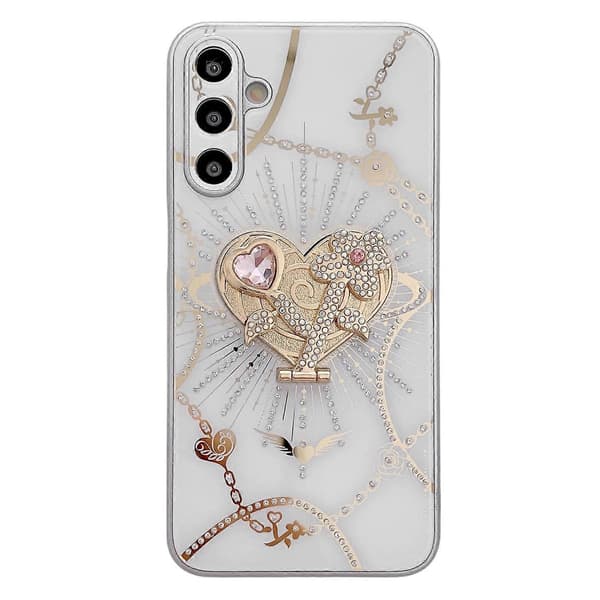 Case for Samsung Galaxy A16 4G/5G with Stand TPU+PC Rhinestones Decor Phone Case - White