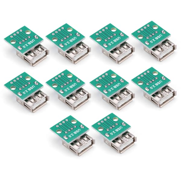 10 st USB Typ A Hona Socket Breakout Board 2.54mm Pitch Adapter Connector DIP