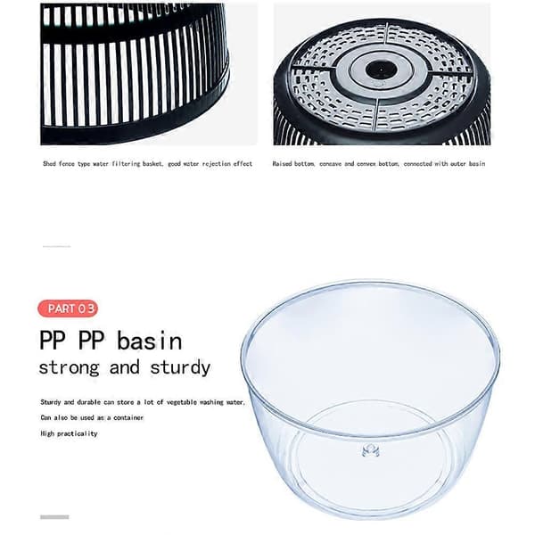 Højeffektivt køkkenredskab, grøntsagstørrer med pladsbesparende design til salatforberedelse, giftfri PP multifunktionel dehydrator ideel