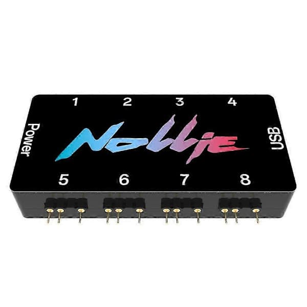 NOLLIE 8-Port 5V 3PIN Addressable ARGB Controller Support SignalRGB OpenRGB SATA Power for Extended Motherboard Interface
