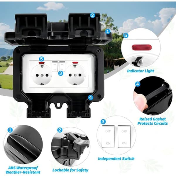 Weatherproof Outdoor Socket - NETBOAT - Double - IP66 - 220-250V - 16A