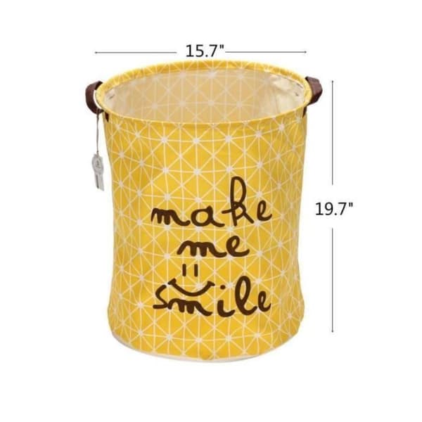 Set med 2 tvättkorgar - Bomullstyg - 40 x 50 cm - Gul och grå