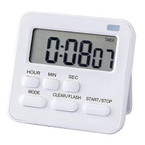 Køkkentimer, æggetimer med ur, digital timer stopur med LCD høj alarm til madlavning, bagning, sport, studier osv.
