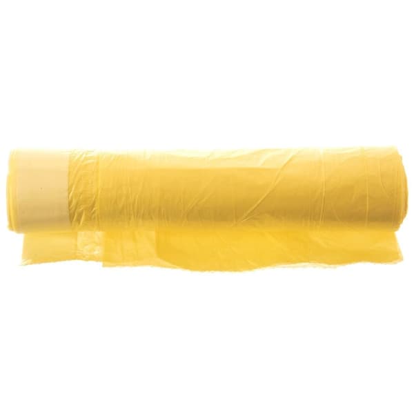10 kpl keltaisia 60 litran HDPE-jätepusseja sitruunan tuoksulla ja kiristysnauhalla