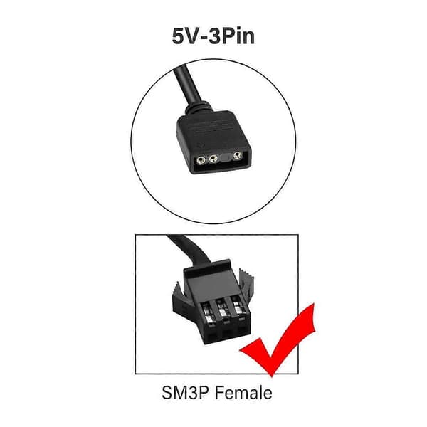 4 stk RGB Forlængerkabel 5V 3-benet til SM 3-benet hun ARGB-stik Adresserbart Adapterkabel til RGB-blæser, PC LED Strip-FA-