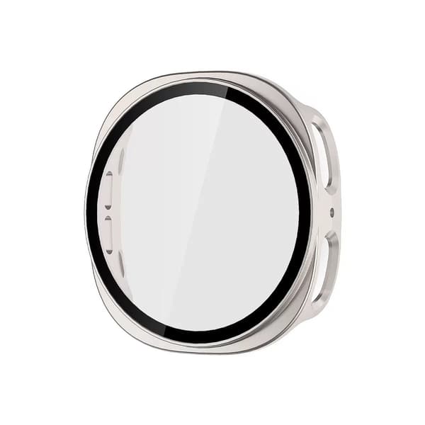 Suojakotelo Samsung Galaxy Watch 8 40mm -kellolle karkaistulla lasinäytönsuojalla (Starlight)