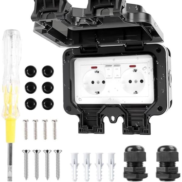 Weatherproof Outdoor Socket - NETBOAT - Double - IP66 - 220-250V - 16A