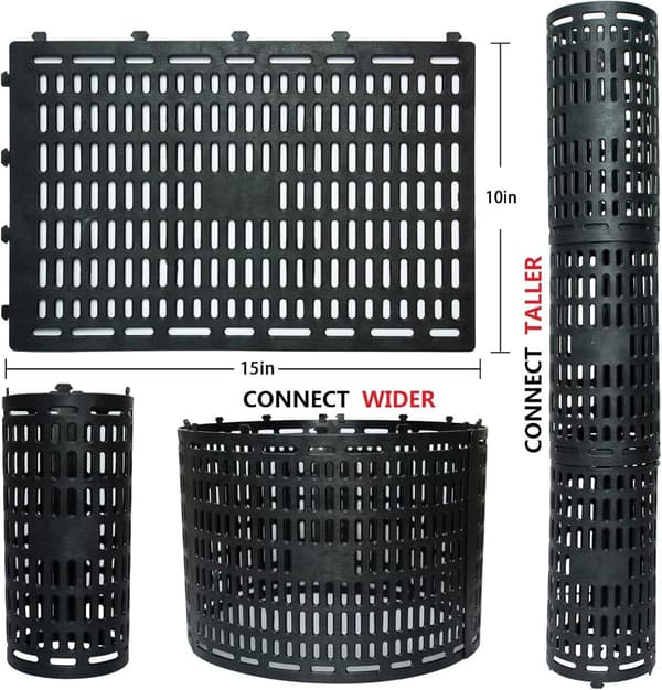 3 Tree Trunk Protectors - Black - Mesh Plant Enclosures for Seedlings - Weatherproof, Durable Bark Protection