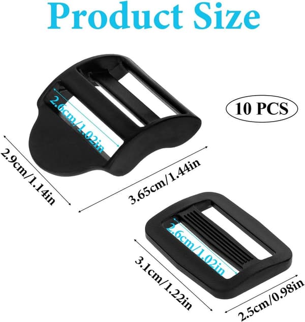 [PLPL] Backpack Replacement Buckles - Set of 5 - Backpack Replacement Buckles - Adjustable - Black Backpack Slider Buckles