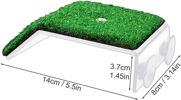 Turtle Basking Platform, Turtle Ramp Reptile Ladder Resting Terrace, Simulation Grass Turtle Ramp for Turtle Tank (Size: S)