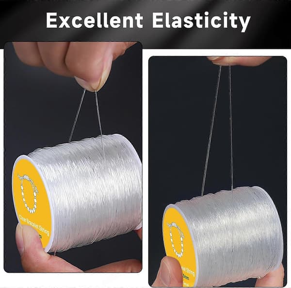 Elastisk tråd til armbånd, 2 ruller 0,5 mm, 0,8 mm elastisk tråd til armbånd til DIY smykkefremstilling, halskæder, armbånd, håndværk (100 m/spole)