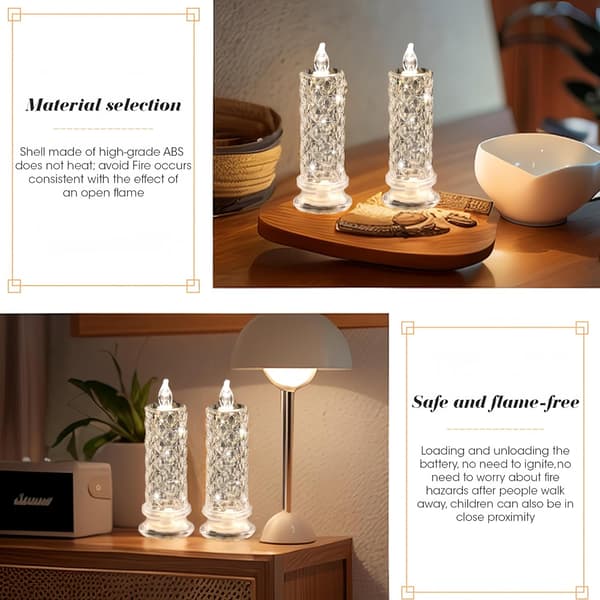 Romantiske LED-roselys - 4 batteridrevne flammeløse søjlelys [JUN]