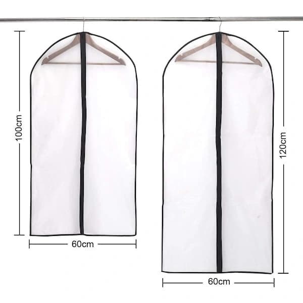 6-pack klädväskor, transparenta andningsbara PEVA-överdrag för klädförvaring och resor, 100x60cm 120x60cm