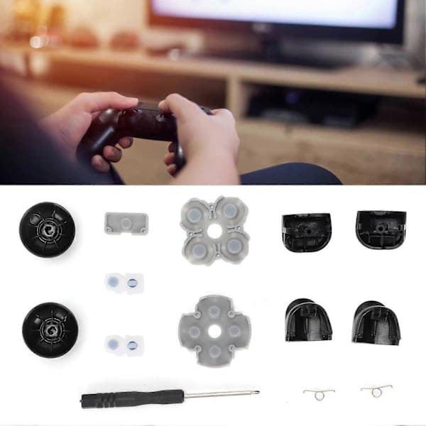 Erstatningssett for PS5-kontroller, ledende gummiputer, rocker 3D-plastdeksel, L1 L2-erstatningsknapper