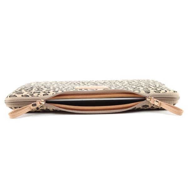 Canvas Fabric Fashionable Leopard Print Style 15.6-inch Laptop Sleeve Computer Protective Bag