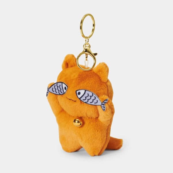 Söta kattnyckelringar, Kitty Fish plysch nyckelringstillbehör för ryggsäckar, väskor, handväskor, telefon, bilnyckelring (orange)