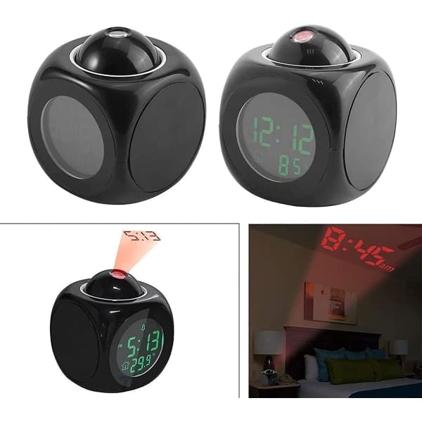 Projektionsväckarklocka - Digital takklocka med projektor för sovrum, Radiostyrd projektionsväckarklocka