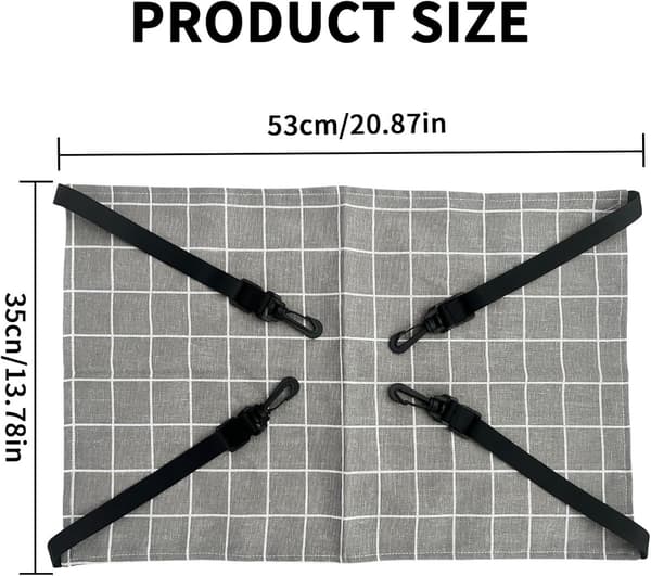 Cat Hammock - Hanging Pet Bed with Hooks, Adjustable Straps - for Kittens, Puppies - 53*35 cm - Grey Plaid