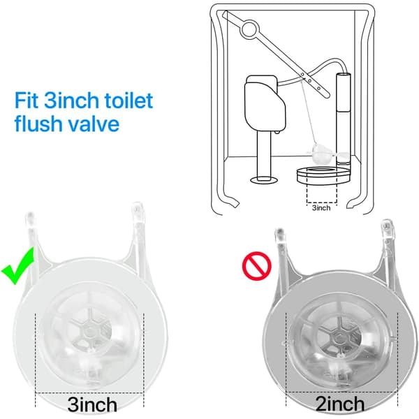 2-pak GA715014-GEG1 Toiletsklap, Klar Gummi med Kædekrog i Rustfrit Stål til Reparation af Toilettank, 3 Tommer