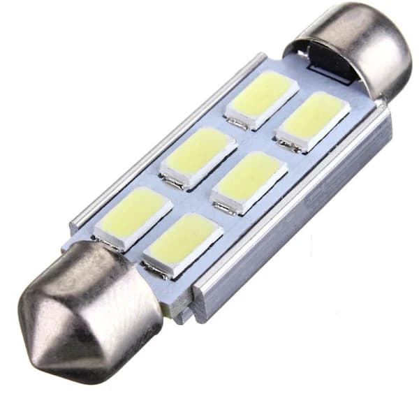 2 x Vita Canbus 42mm 5630 SMD 6 LED DC 12V Nummerskiltlys