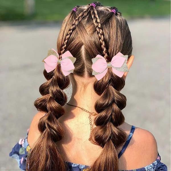 8 stykker glitterhårsløjfer, hårspænder til baby piger, bløde bånd små lige hårspænder håndlavede hårtilbehør
