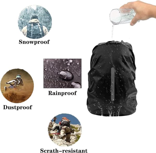 Waterproof Backpack Rain Cover, 2-pack, M (26-40L), Reflective and Dustproof for Hiking and Camping