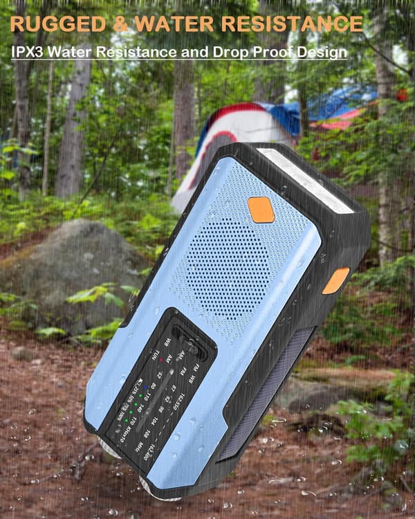 Hätäveiviradio 3 LED-taskulampulla, sopii sisä- ja ulkoleirintään, sininen