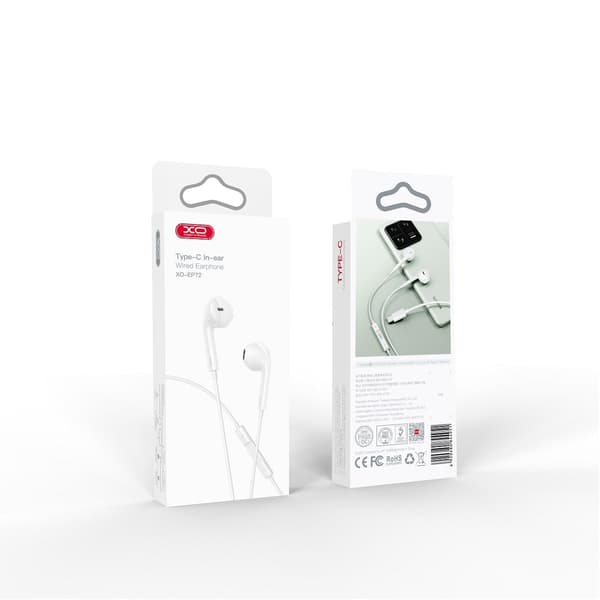 In-Ear USB-C høretelefoner til Samsung / iPhone 15, 16 og mobil med USB-C-stik Hvid-FX-