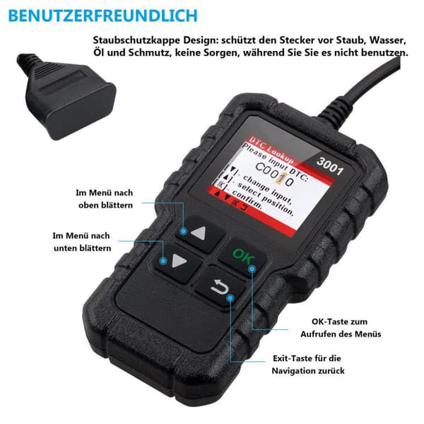 OBD2 diagnostisk enhed køretøjsfejlkodelæser multifunktionel scanner