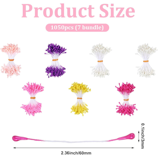 1050 stk. mini blomsterstøvbærere, 3 mm støvbærere for