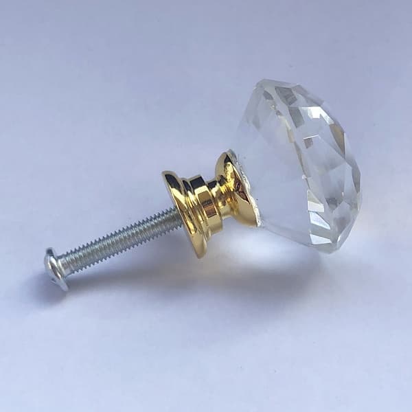 Diamantformede knotter i glass Transparent/Gull 8 stk