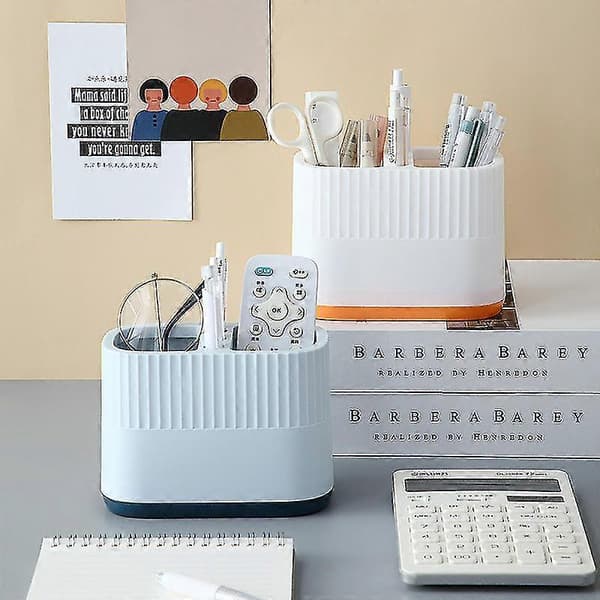 Pen holder with compartments for desk storage