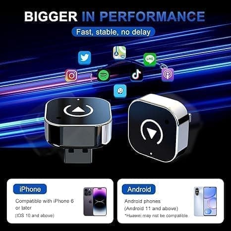 Wireless CarPlay Adapter, for CarPlay and Android Auto, Plug-and-play