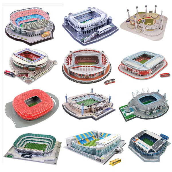 3D-puslespil fodboldbane fodboldstadion