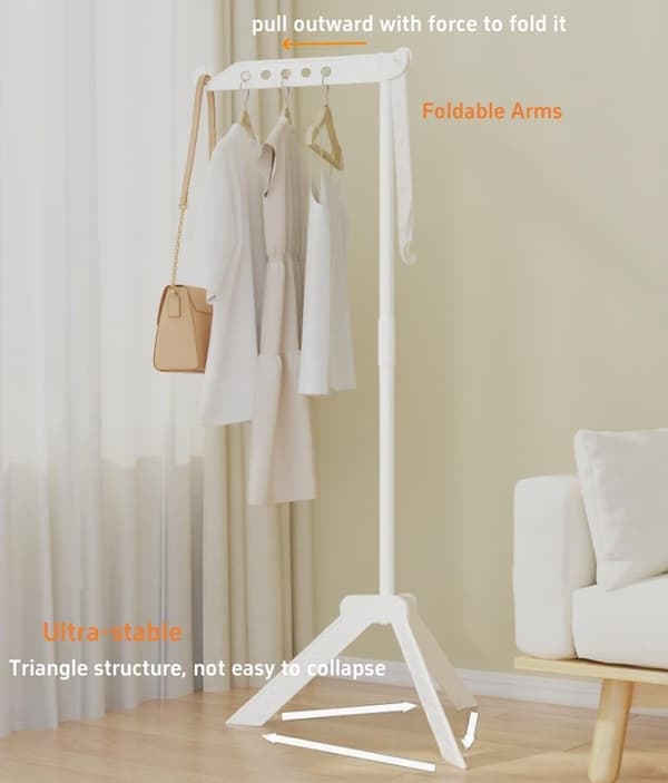 Clothes Drying Rack, Foldable, Indoor Outdoor Drying Rack, 360° Rotatable, Drying Rack with 3 Hook Arms, White