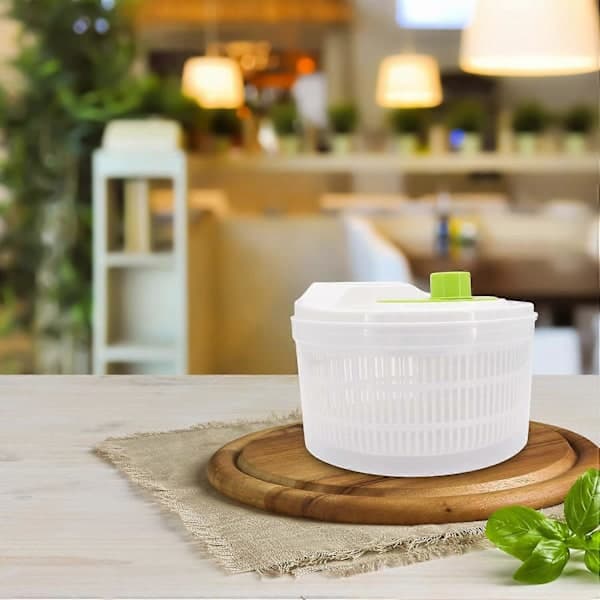 Small Salad Spinner, Rotating Colander with Clear Serving Bowl, Salad Dryer, Fruit and Vegetable Washer Drain, Vegetable Washer 3L