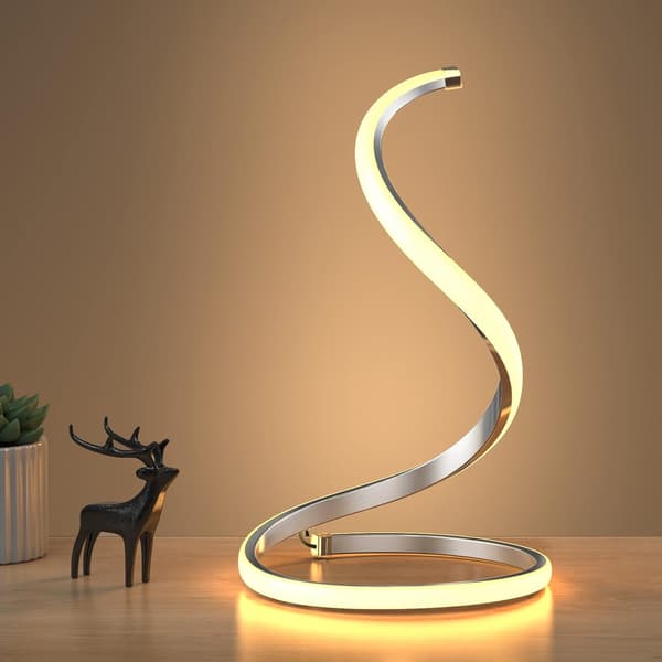 Moderne spiralbordlampe (sølv), trinløst justerbar sengelampe