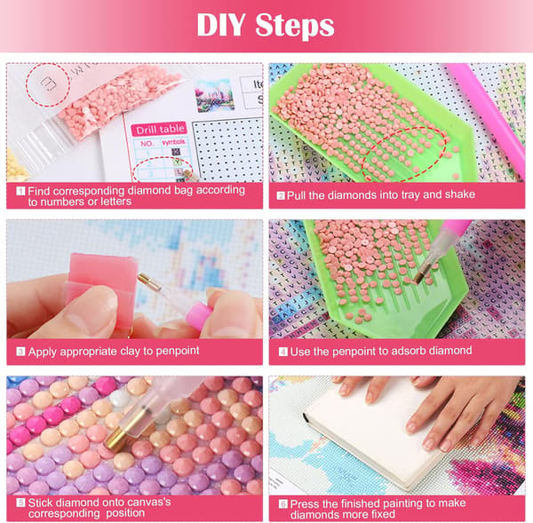 DIY diamantmaling, diamantkunstmaleri farverige blomster sæt
