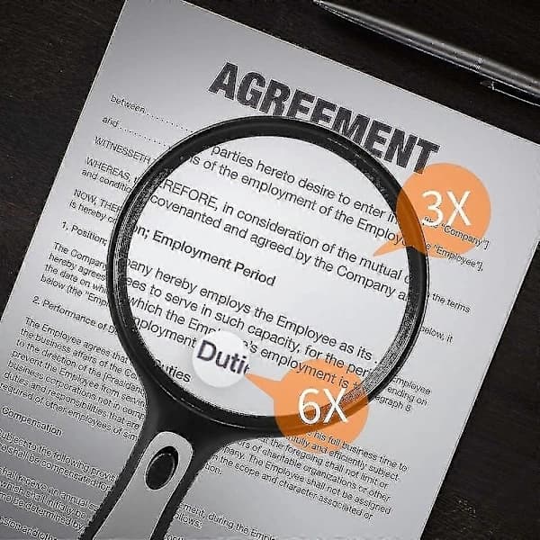 Magnifying Glass with Light for Reading, 3x 6x Large Handheld Magnifier with Light and 4 LED Lights for Visually Impaired, Seniors