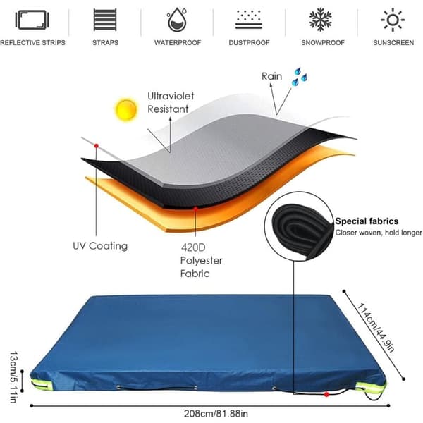 Trailer Tarp - 208 x 114 x 13 cm - Waterproof and Tear-Resistant - Universal - For Car Trailers