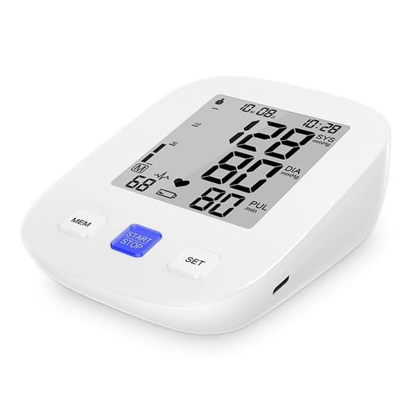 Blodtryksmåler - Standardmanchet, Nøjagtig automatisk blodtryksmåler med stort display, USB-kabel